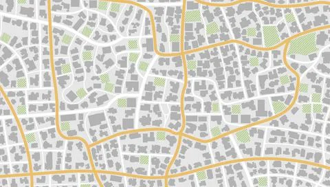 View from above the map buildings. Gps map navigation to own house. Detailed Stock Illustration