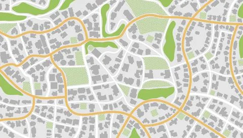 View from above the map buildings. Gps map navigation to own house. Detailed Stock Illustration
