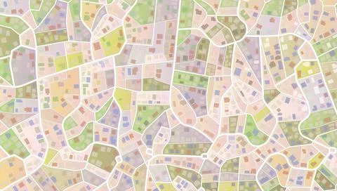 View from above the map buildings. Gps map navigation to own house. Detailed Stock Illustration
