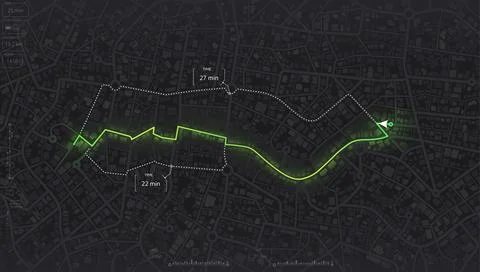 View from above the map buildings. Gps map navigation to own house. Detailed Illustrazione stock