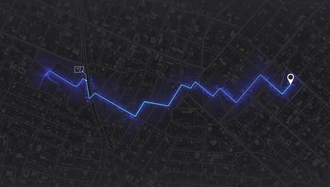 View from above the map buildings. Gps map navigation to own house. Detailed Stock Illustration