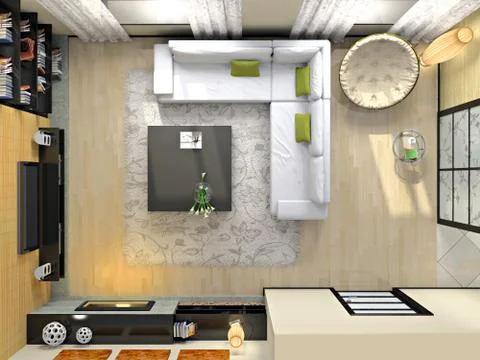 View from above on the modern interior Stock Illustration