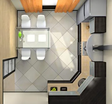 View from above on the modern kitchen Stock Illustration
