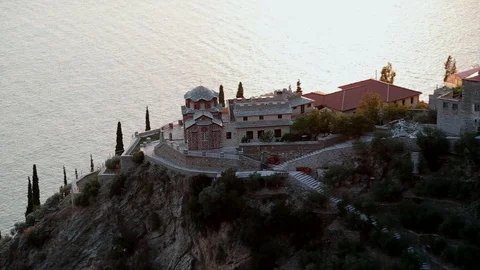 View from above on the monastery Stock Footage 87470346
