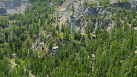 View from above on mountains, roads Stock Footage 296542075