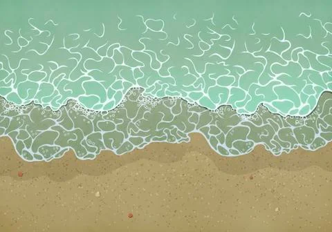 View from above ocean surf on beach Ilustração Stock