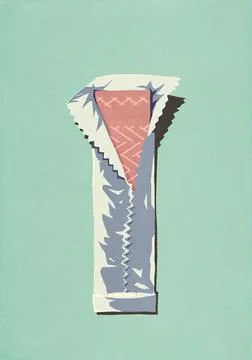 View from above open foil chewing gum wrapper on green background 스톡 일러스트