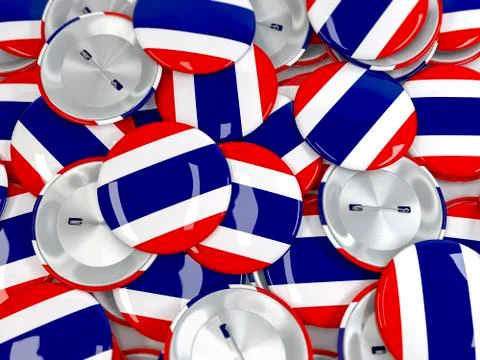 View from above on pile of button badges with flag of Thailand. 3d render イラスト素材