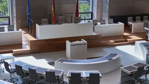 View from above of the plenary hall of Lower Saxony parliament Stock-Footage 220768411