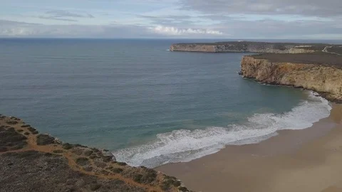 View from above of a Portuguese beach Stock Footage 128407500