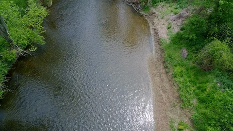 A View From Above a River Panning Up 4k Video stock 126865801