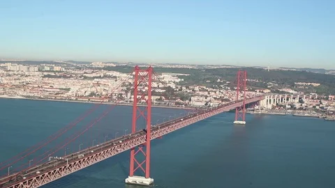 View from above on the road bridge over the river Stock Footage 130116682
