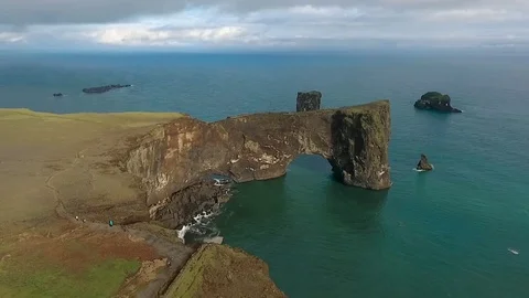 A view from above on the rock cliffs of Iceland. Andreev. Stock Footage 78196936