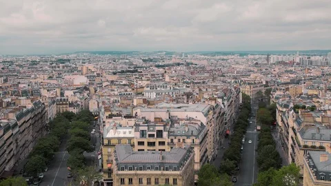 View from above, on the roofs of the old district of Paris, by France Slow Stock Footage 104237194