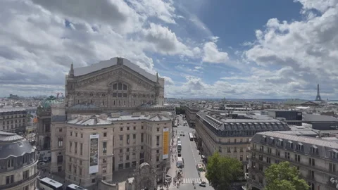 View from above with the roofs in perspective, Paris, time lapse Stock Footage 313919302