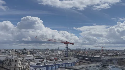 View from above with the roofs in perspective, Paris, time lapse Stock Footage 313919468