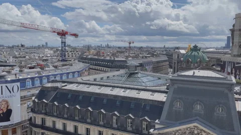 View from above with the roofs in perspective,Paris, time lapse Stock Footage 313919118