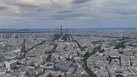 View from above with the roofs in perspective,Paris, time lapse Stock Footage 313919342