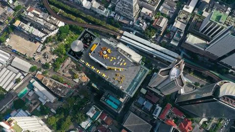View from above of the rooftop in highest building in Bangkok Stock Photos