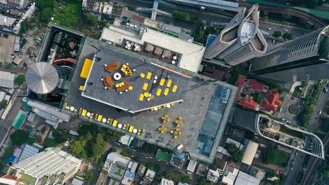 View from above of the rooftop in highest building in Bangkok Stock Photos