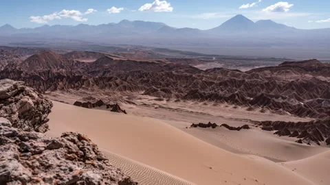  View Above San Pedro De Atacama to the Volcano Licancabur Stock Footage 296180864