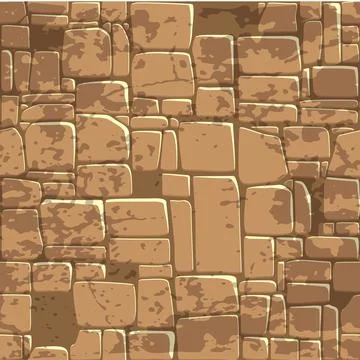 View from above seamless background texture brown stone wall. Vector illustra Stock Illustration