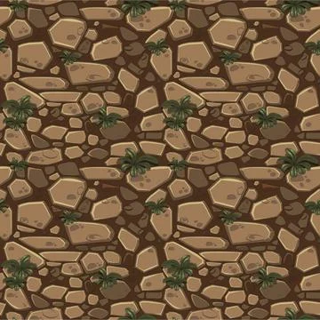 View from above seamless background texture brown stones. Illustration For .. Stock Illustration