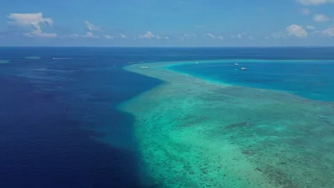 View from above at seascape under blue sky Stock Footage 306283350