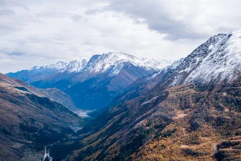 View from above on the slopes of the mountains Stock Photos