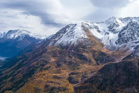 View from above on the slopes of the mountains Stock Photos