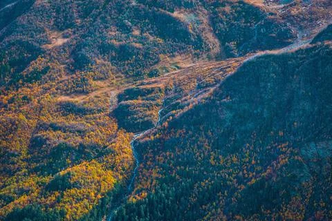 View from above on the slopes of the mountains Stock Photos