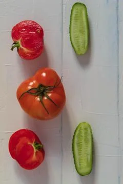 A view from above of a small amount of fresh vegetables from the vegetable Stock Photos