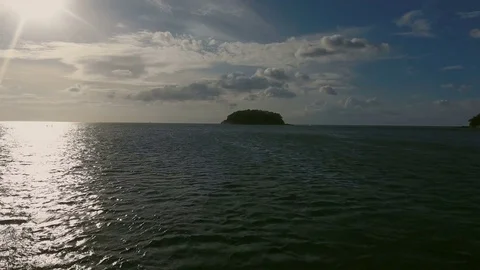 View above of small wild island in the sea Stock Footage