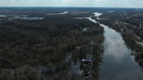 View from above on the spring flood Vidéo 183944636
