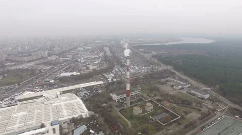 View From Above Steam From The Pipes Power Stock Footage 64066803