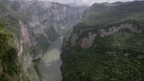 View from above the Sumidero Canyon and Grijalva River Stock Footage 221803972