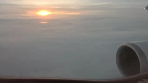 View from above. Sunset from the airplane window. Stock Footage 307048837