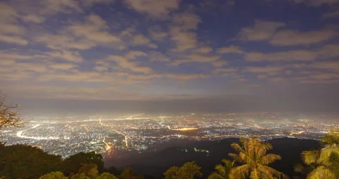 View from above time lapse video of Chiang Mai city at dawn Stock Footage 229499924