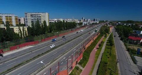 View From Above. Traffic Moving Along Expressway Stock Footage 90604352