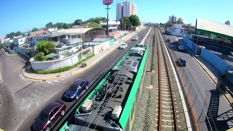 View from above in the train station Stock Footage 84000493