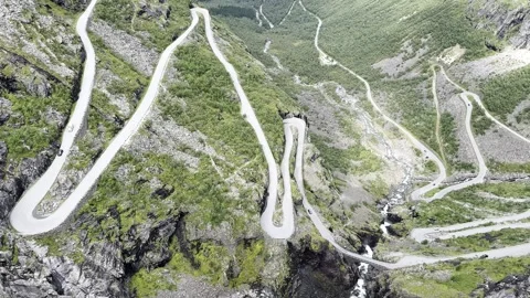 View from above of the troll road or trollstigen Stock Footage 317246279