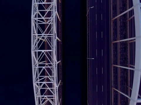 View from above on two bridges above the river Stock Footage 72695714