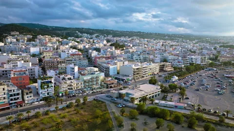 View from above of whitewashed houses with red roofs in Crete, Greece. Stock Footage 260177261