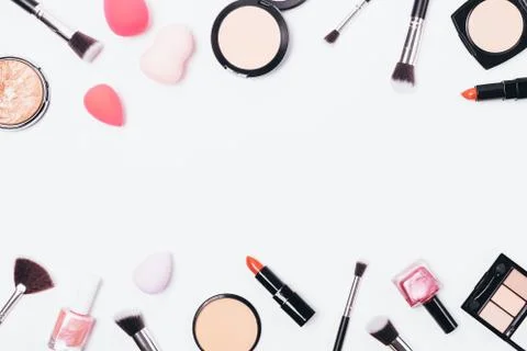 View from above women's cosmetics Stock Photos