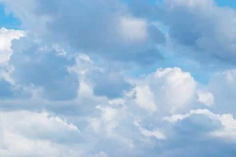 View on abstract clouds in the sky. Cloudscape photography on a daytime. Stock Photos
