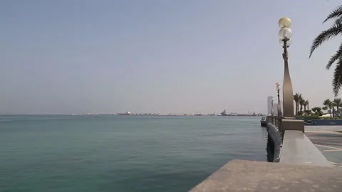 View from Abu Dhabi corniche walkway, Al Marina at Abu Dhabi Stock Footage 131357758