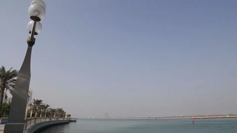 View from Abu Dhabi corniche walkway, Al Marina at Abu Dhabi Stock Footage 131357837