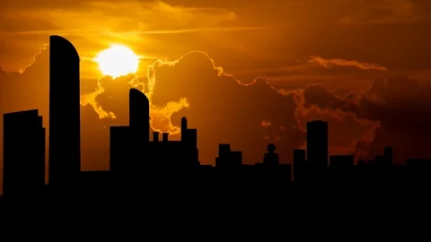 View of Abu Dhabi Skyline at Sunset, the Capital of United Arab Emirates Stock Footage 102377127