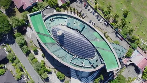 View of the Aceh Tsunami Museum from above Video stock 168005027