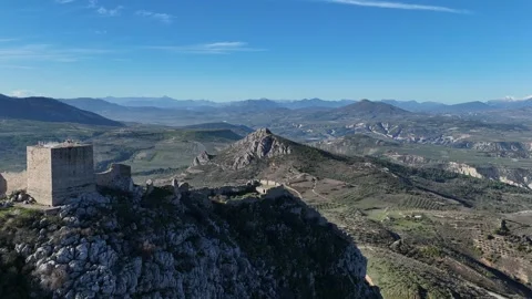 View Of Acrocorinth Castle In Monolithic Rock Overlooking The Ancient City of Co Video stock 298648389